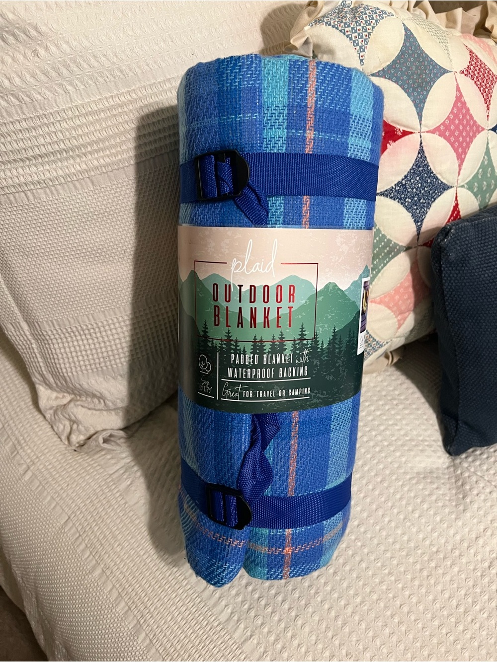 The Spring Shop Blue Plaid Outdoor Blanket